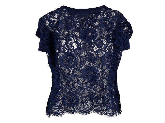 Top de encaje azul marino Valentino de algodón - vista 2