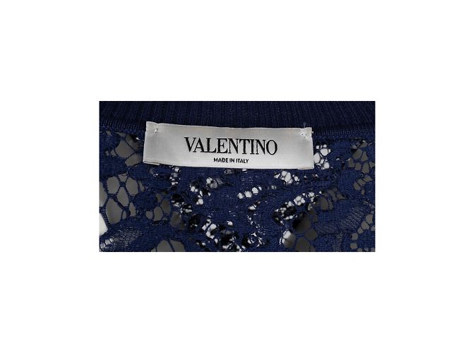 Top de encaje azul marino Valentino de algodón - vista 4