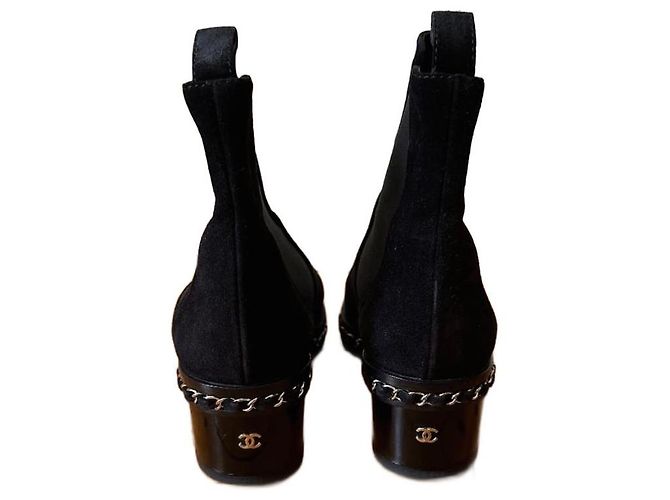 Botas Chanel Suede negras talla 38 Negro - vista 3