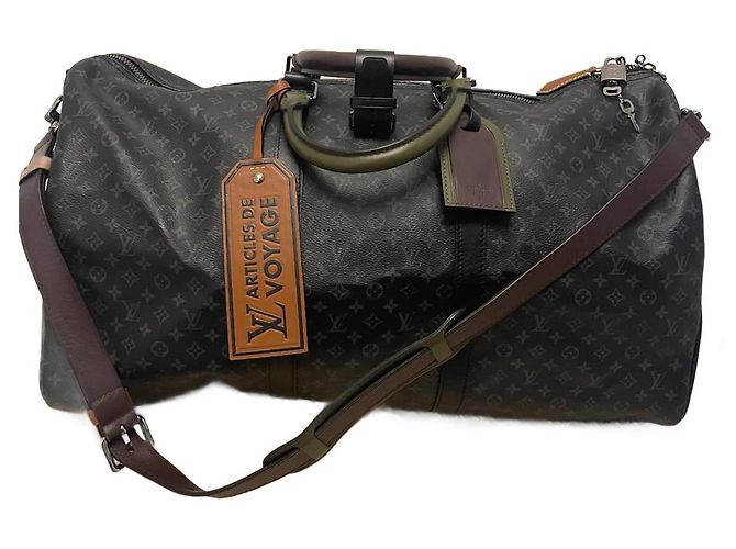 Abbesses Louis Vuitton Keepall Nero in Tela - vista 2