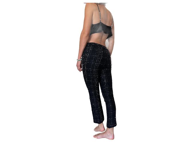 Pantalones Chanel de tweed negro - vista 3