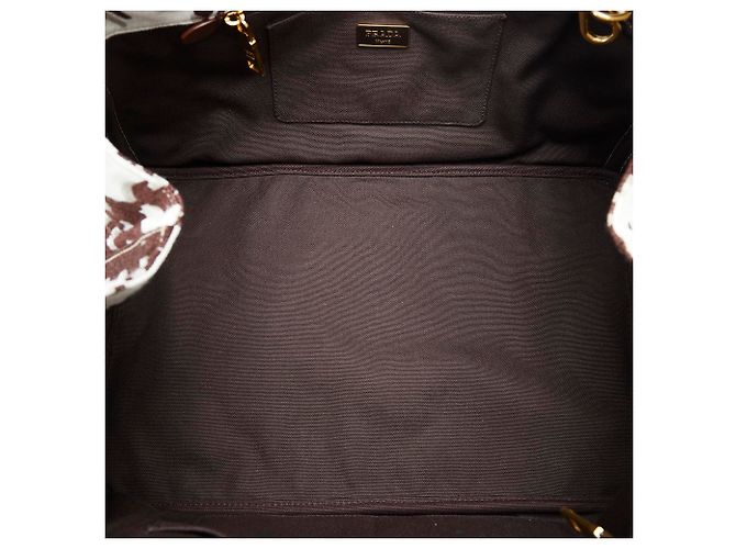 Tote Borsa Shopping Prada Bianca Canapa Stampata - vista 5