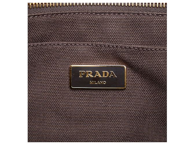 Tote Borsa Shopping Prada Bianca Canapa Stampata - vista 6