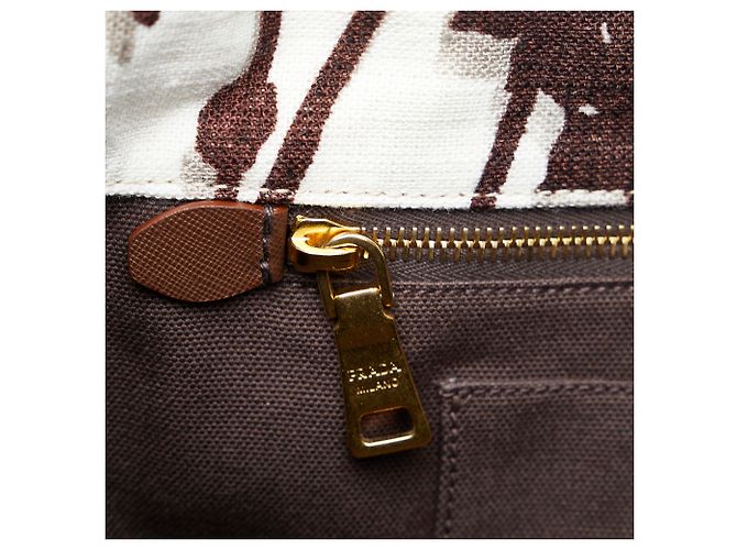 Tote Borsa Shopping Prada Bianca Canapa Stampata - vista 9