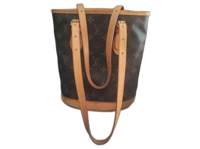 Bucket Borsa a secchiello Louis Vuitton Monogram Marrone Scuro Pelle - vista 2