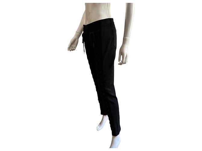 Issey Miyake Pantalón corsé de denim de algodón negro - vista 12