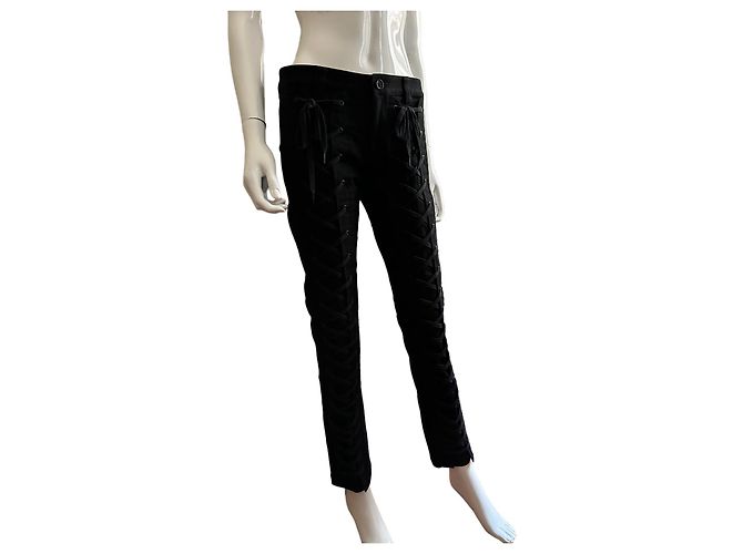 Issey Miyake Pantalón corsé de denim de algodón negro - vista 13