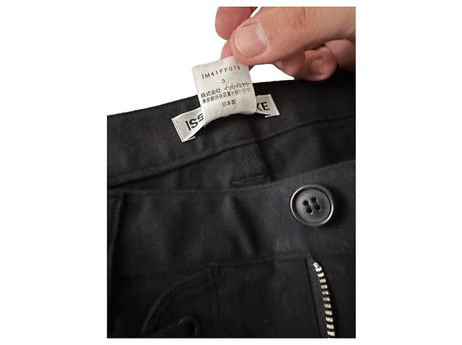 Issey Miyake Pantalón corsé de denim de algodón negro - vista 5