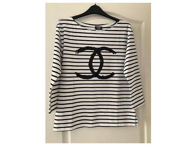 CHANEL Top a righe con logo Taglia S/M - **SUPER RARO**. Nuovo di zecca - vista 4