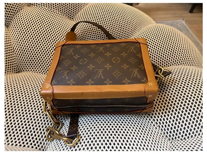 Borsa Louis Vuitton Soft Trunk Marrone in Tela - vista 7