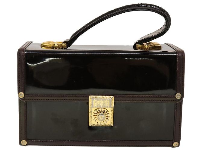 VERSACE Handtasche Lackleder Braun Auth yb126 - Ansicht 13