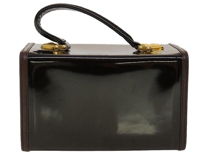 VERSACE Handtasche Lackleder Braun Auth yb126 - Ansicht 2