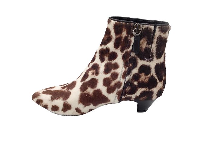 Barbara Bui Ivory / Brown Leopard Printed Calf Hair Ankle Boots - view 3