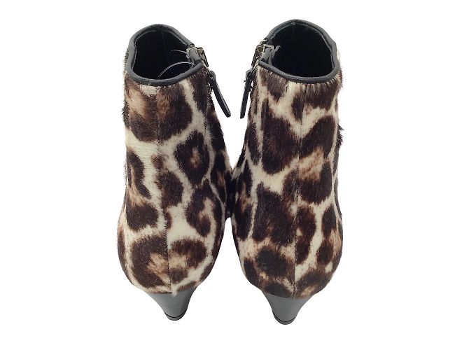 Barbara Bui Ivory / Brown Leopard Printed Calf Hair Ankle Boots - view 6