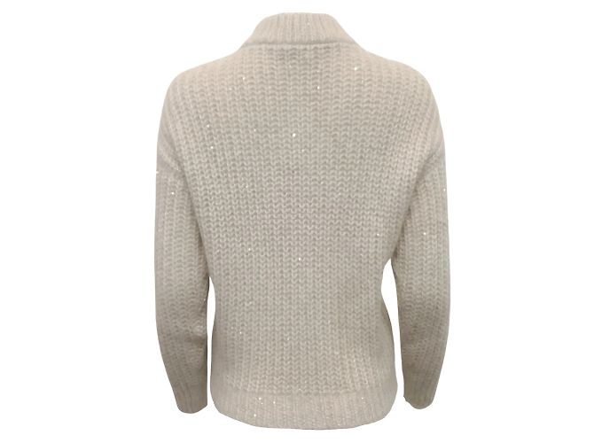 Peserico Grey Metallic Half Zip Sweater - vue 3