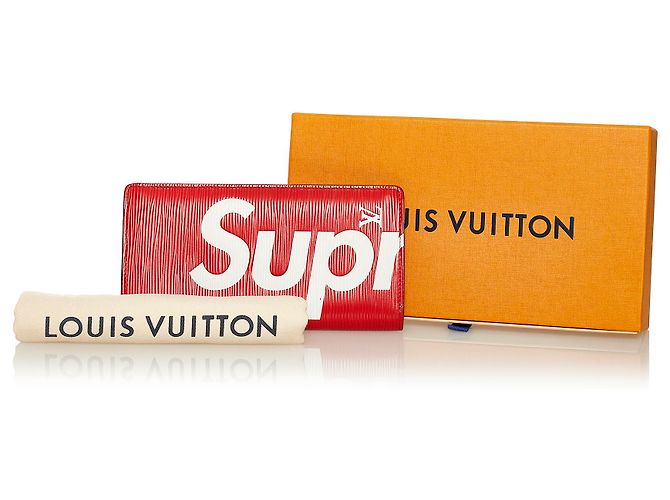 Cartera larga Louis Vuitton Red x Supreme Epi Brazza Roja - vista 11