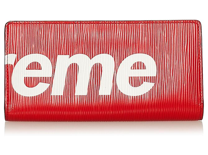 Cartera larga Louis Vuitton Red x Supreme Epi Brazza Roja - vista 3