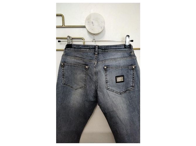 Jeans Philipp Plein Super Slim Blu con Borchie a Teschio - vista 4