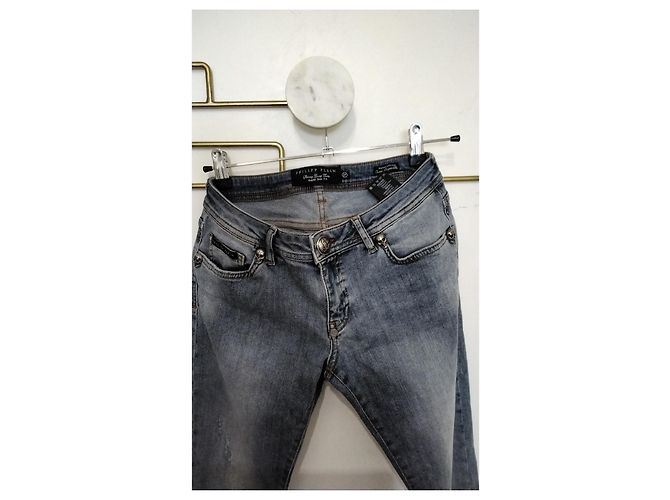 Jeans Philipp Plein Super Slim Blu con Borchie a Teschio - vista 6