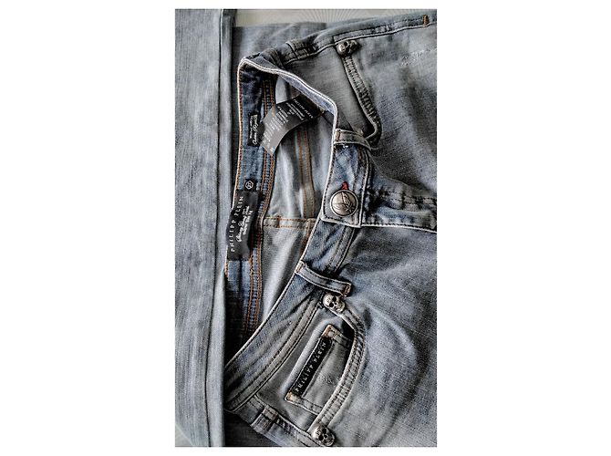 Jeans Philipp Plein Super Slim Blu con Borchie a Teschio - vista 7
