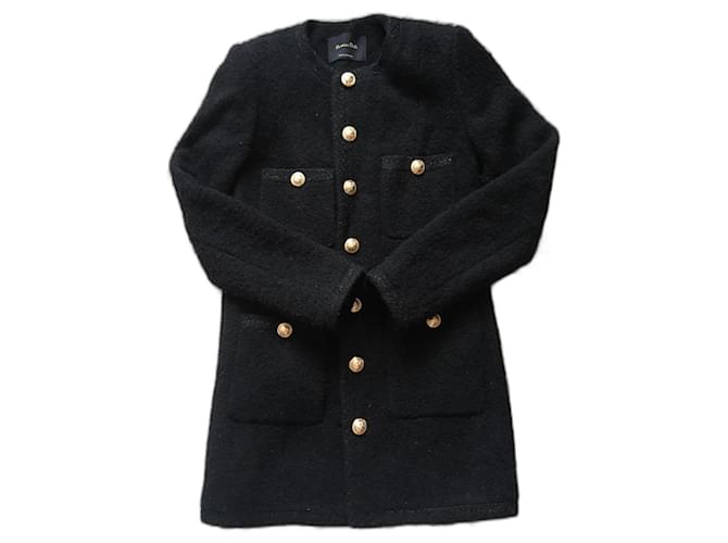 Massimo Dutti black wool gold buttoned jacket/Coat Gold hardware - view 2