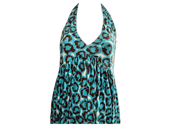 Diane Von Furstenberg Maxi abito DvF Franz in seta turchese e multicolor Multicolore - vista 4