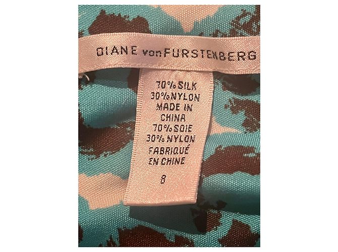 Diane Von Furstenberg Maxi abito DvF Franz in seta turchese e multicolor Multicolore - vista 5