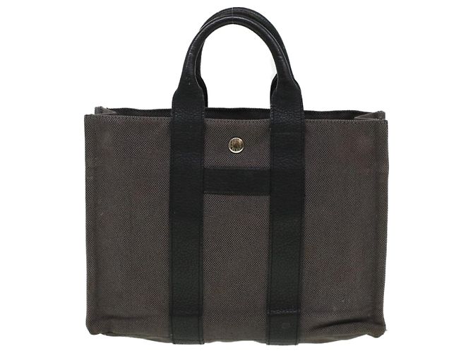 Hermès HERMES Sac Arne Handtasche Canvas Leder Grau Auth bs6147 Braun - Ansicht 13