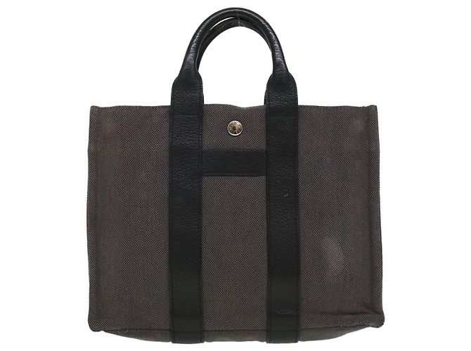 Hermès HERMES Sac Arne Handtasche Canvas Leder Grau Auth bs6147 Braun - Ansicht 2