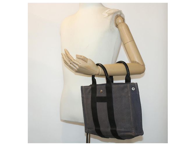 Hermès HERMES Sac Arne Handtasche Canvas Leder Grau Auth bs6147 Braun - Ansicht 20