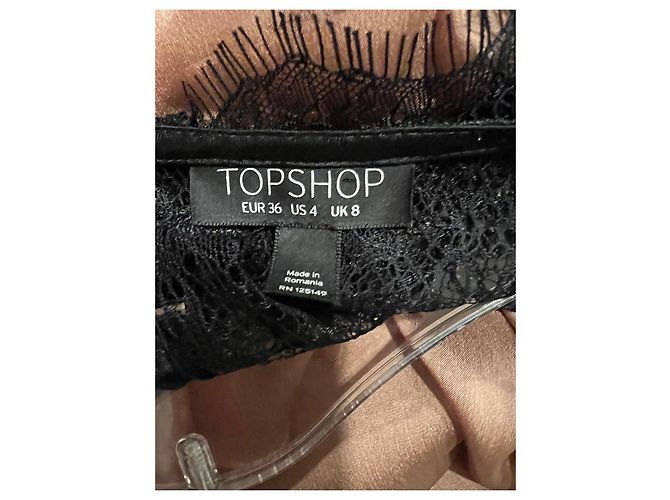Crop top beige Topshop con balze e pizzo nero - vista 4