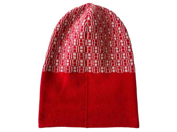 Hermès Berretto vintage in cachemire rosso - vista 2