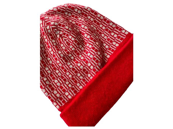 Hermès Berretto vintage in cachemire rosso - vista 4