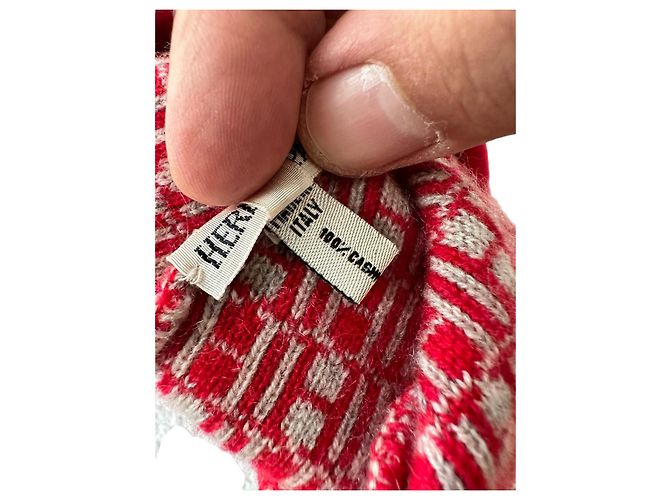 Hermès Berretto vintage in cachemire rosso - vista 6