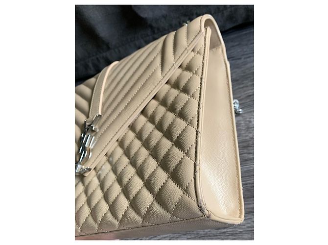 Borsa a tracolla Saint Laurent Envelope beige in pelle - vista 11