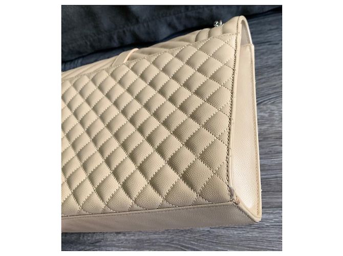 Borsa a tracolla Saint Laurent Envelope beige in pelle - vista 12