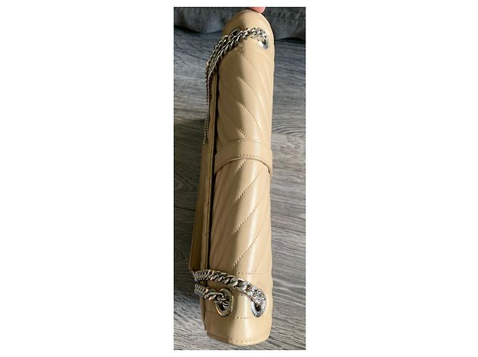 Borsa a tracolla Saint Laurent Envelope beige in pelle - vista 15