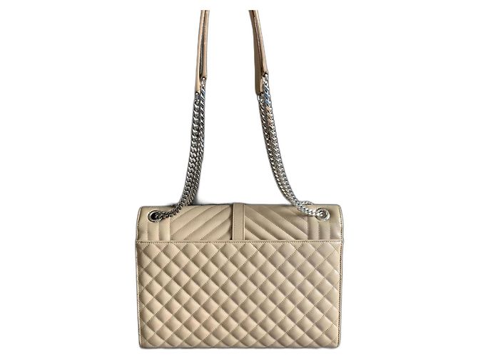 Borsa a tracolla Saint Laurent Envelope beige in pelle - vista 4