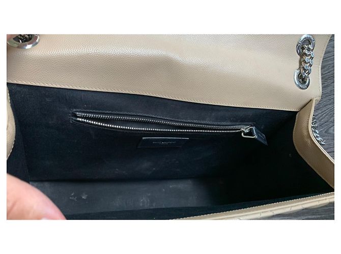 Borsa a tracolla Saint Laurent Envelope beige in pelle - vista 8