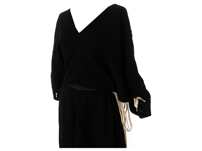 Autre Marque *** Maxi abito con lacci in lana e seta Walk Of Shame Nero - vista 4
