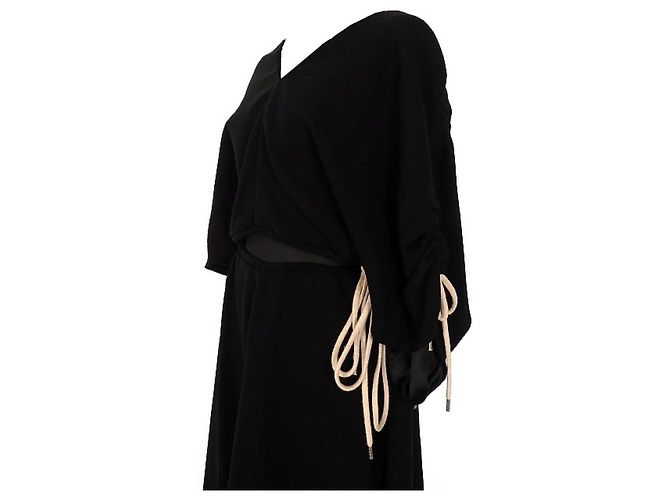 Autre Marque *** Maxi abito con lacci in lana e seta Walk Of Shame Nero - vista 7