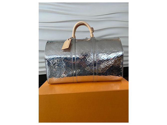 Keepall Louis Vuitton Keepal 50 bandoulière 50 Argento - vista 3