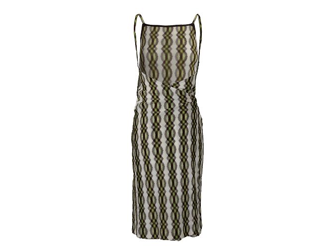 Vestido envelope Missoni em viscose verde e marrom Multicor - vista 2