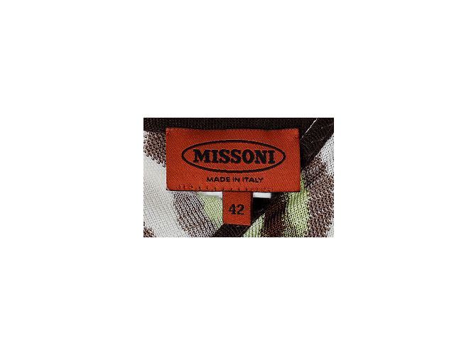 Vestido envelope Missoni em viscose verde e marrom Multicor - vista 4