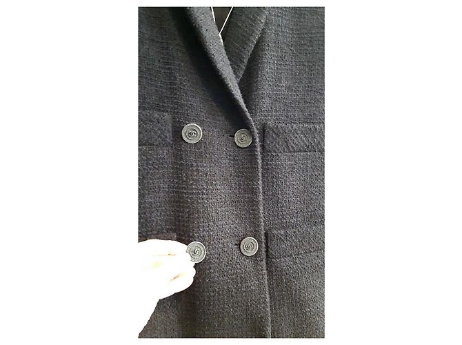 Chanel Giacca in tweed nera oversize con bottoni CC Multicolore - vista 3