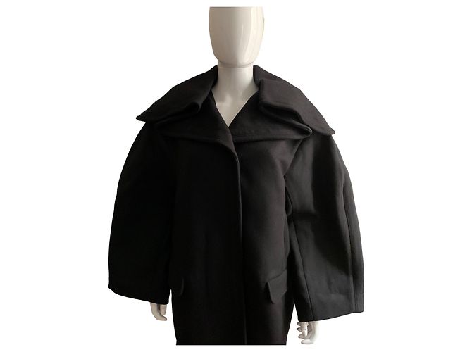 Jacquemus Abrigo oversize de lana negro - vista 9