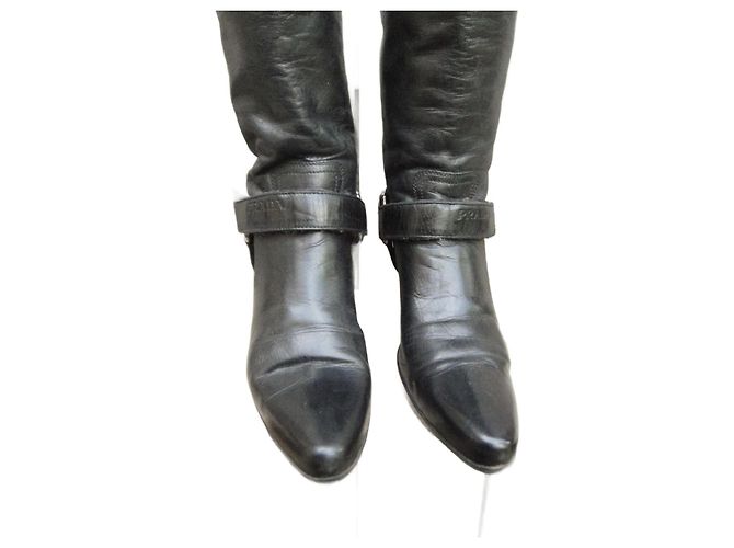 Botas western Prada de cuero negro 36,5 IT - vista 2