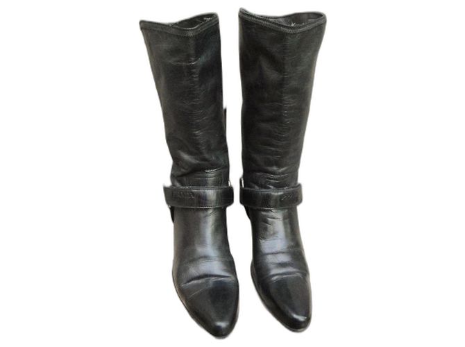 Botas western Prada de cuero negro 36,5 IT - vista 4
