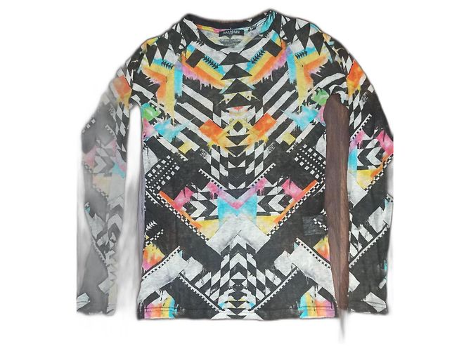 Balmain camiseta raglán de lino de manga larga Multicolor - vista 2
