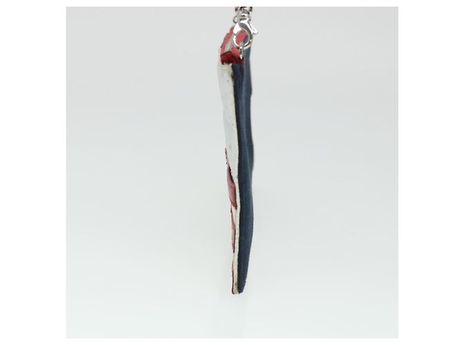 CHANEL Chain Choco Bar Umhängetasche Canvas Marine Silber Rot CC Auth 45611 Marineblau - Ansicht 5